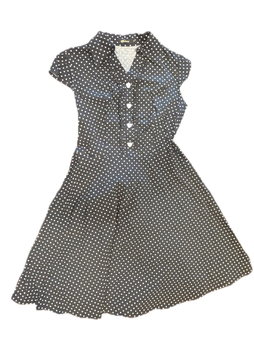Wedtrend Polka Dot Fit-and-Flare Dress - Black & White